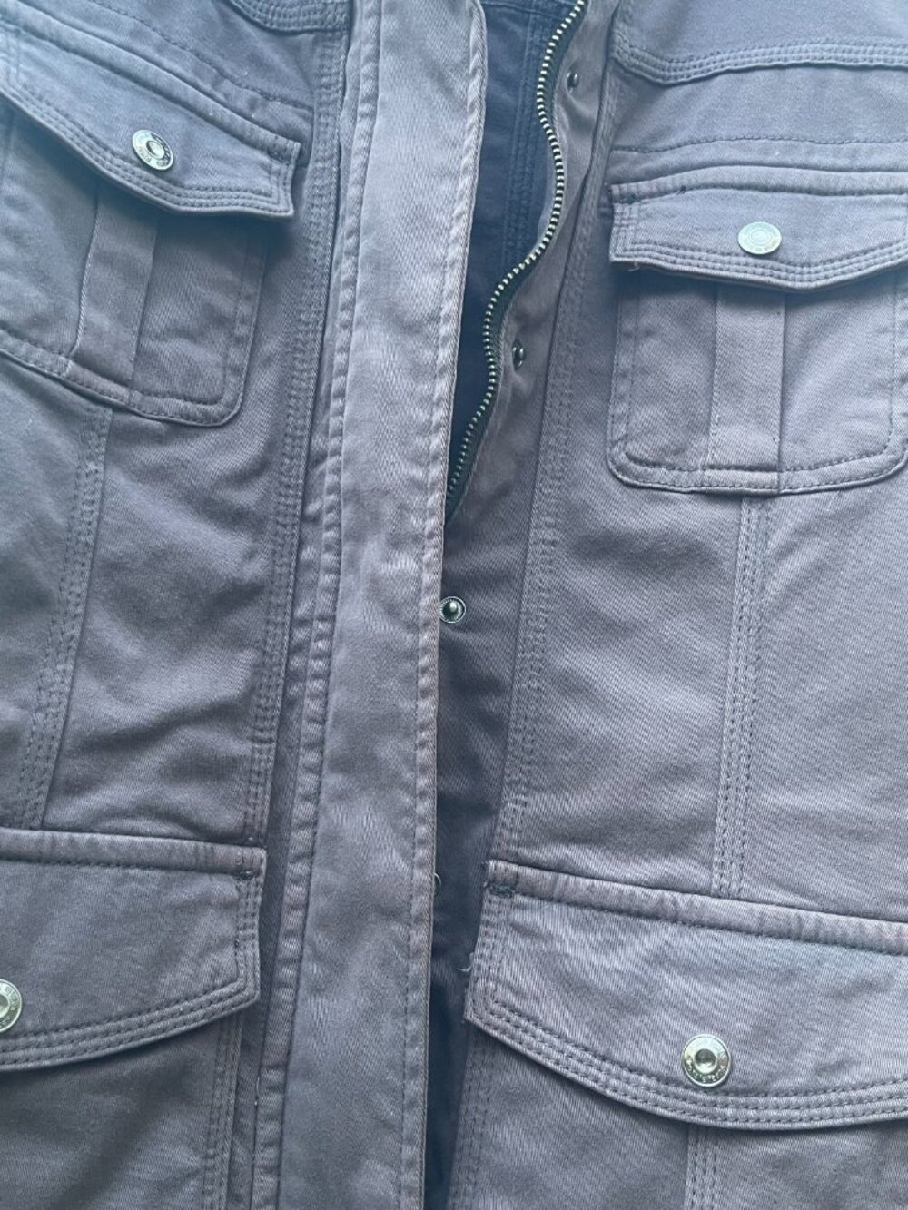 NWOT Kensie Gray Utility Jacket Distressed Grunge Gorpcore XL Cargo Multi-Pocket - Picture 4 of 16